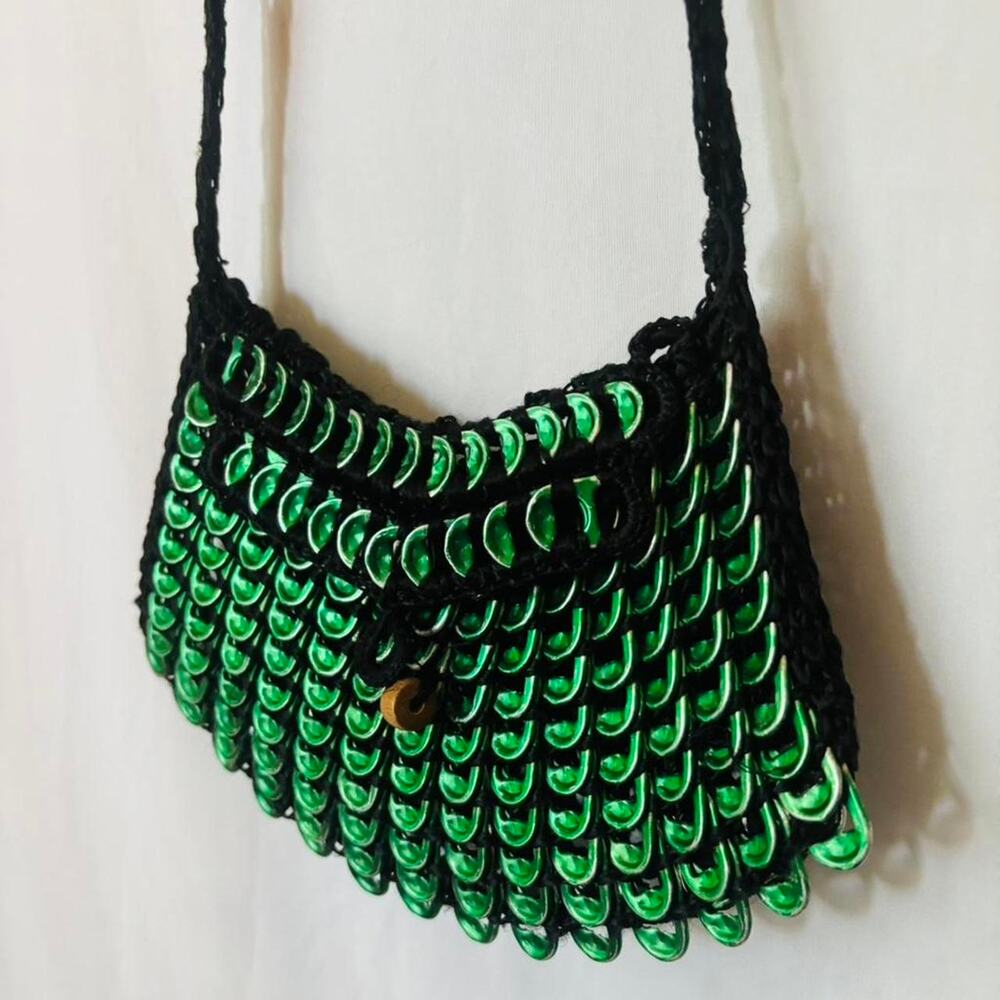 Soda Tab Crossbody Bag Green Black Upcycled Y2K Grunge